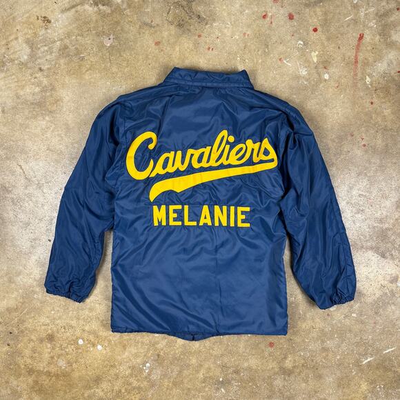 Vtg 70s Russell Athletic Coach Jacket Youth Medium Blue Cavaliers Appliqué - Picture 1 of 13